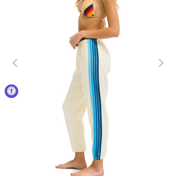 Aviator Nation 5 STRIPE SWEATPANTS - VINTAGE WHITE // BLUE - S - Picture 2 of 5